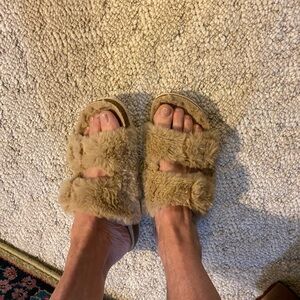 Fuzzy Tan Slippers